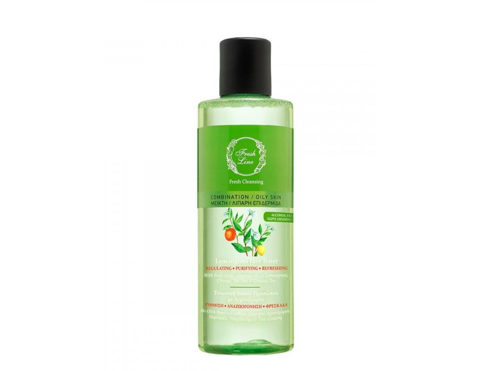 Fresh Line  Lemongrass Face Toner, Λεμονόχορτο Ρυθμιστική Λοσιόν Τόνωσης 220ml