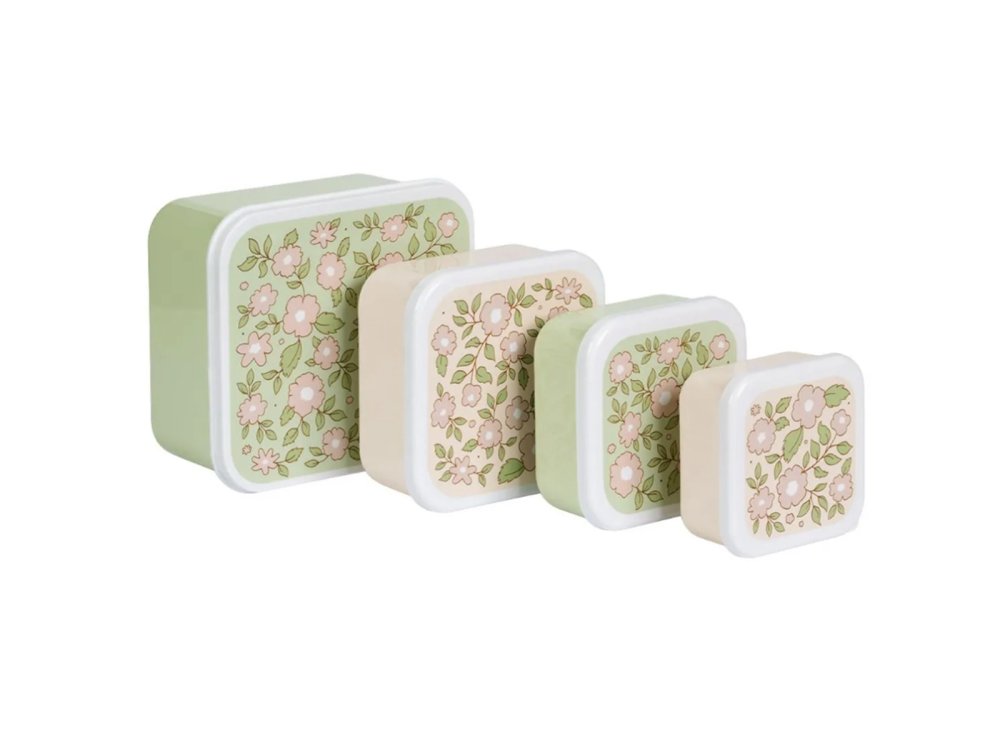 A Little Lovely, δοχεία φαγητού Lunch Box & Snack Box Blossoms, Σετ 4τμχ