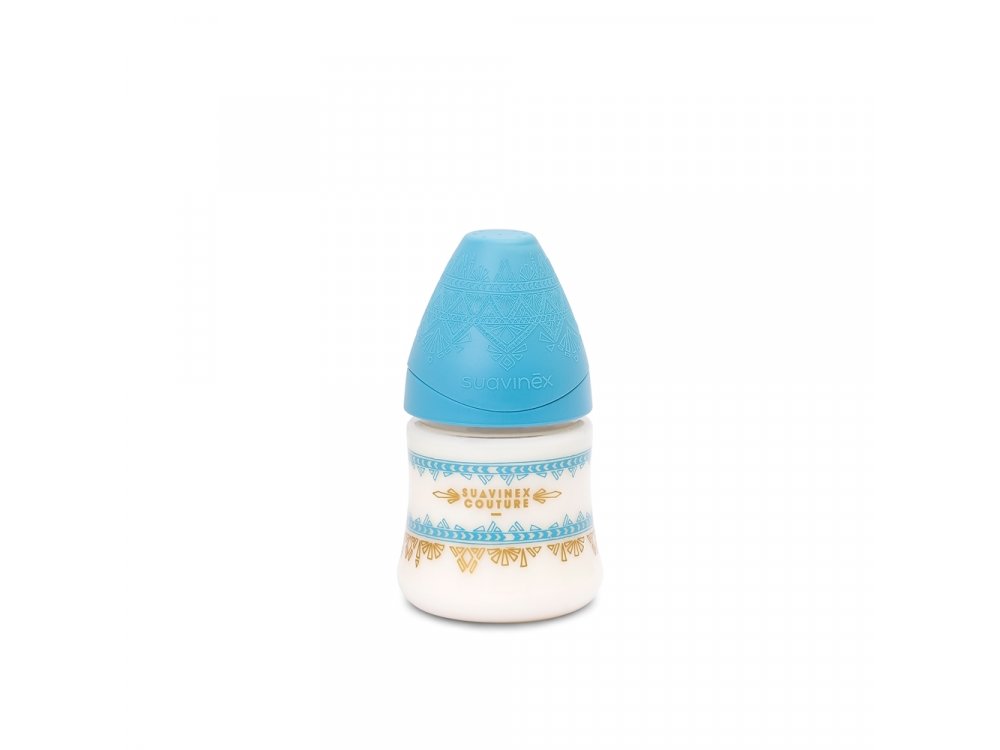 Suavinex Premium Haute, Μπιμπερό 150ml 3P με Θηλή Σιλικόνης 0m+, Light Blue