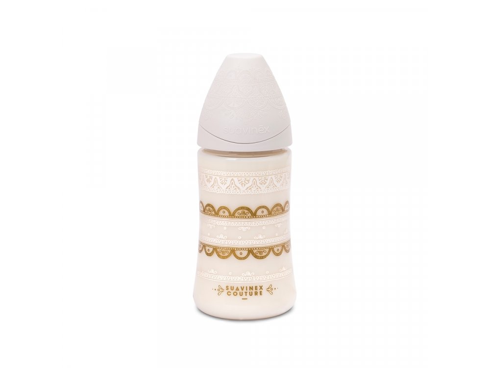 Suavinex Πλαστικό Μπιμπερό Haute Couture Θηλή Σιλικόνης 3P 270ml, White