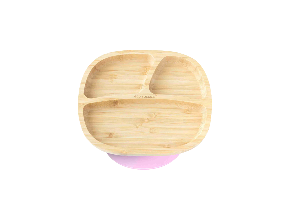 Eco Rascals Bamboo Toddler Plate Pink, Πιάτο Bamboo με 3 Χωρίσματα, 1τμχ