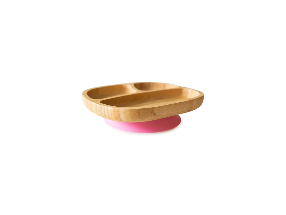 Eco Rascals Bamboo Toddler Plate Pink, Πιάτο Bamboo με 3 Χωρίσματα, 1τμχ