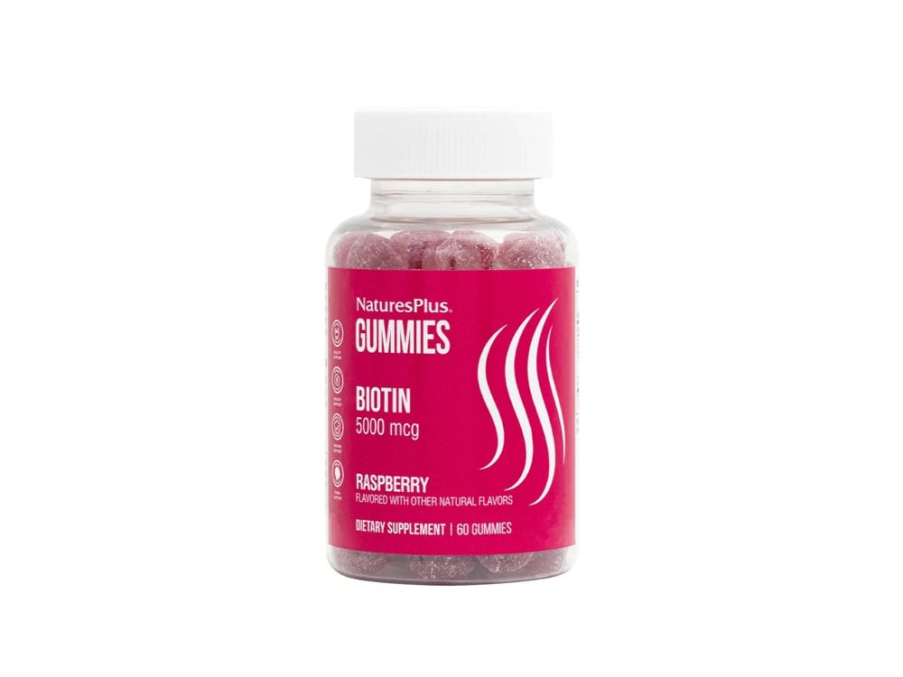 Nature's Plus Gummies Biotin 5000mcg Raspberry, Συμπλήρωμα Διατροφής για Διατήρηση Της Υγείας Των Μαλλιών Των Νυχιών & Δέρματος, 60gummies