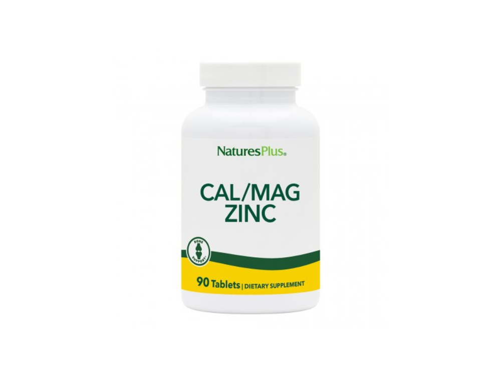 Natures Plus Cal/Mag/Zinc, Διατροφική Φόρμουλα με Ασβέστιο, Μαγνήσιο & Ψευδάργυρο, 90tabs