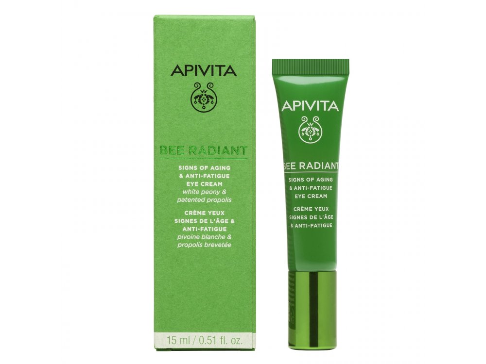 Apivita Bee Radiant Eye Cream with Peony, Κρέμα Ματιών για Σημάδια Γήρανσης - Ξεκούραστη Όψη 15ml