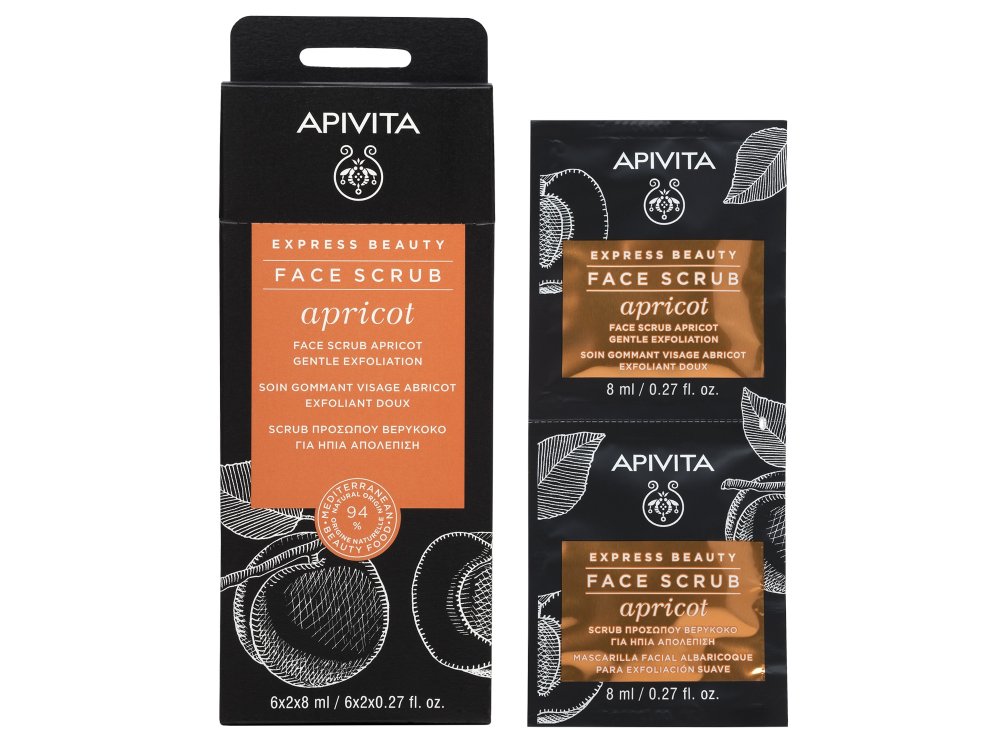 Apivita Express Beauty Scrub Προσώπου με Βερύκοκο για Ήπια Απολέπιση 2x8ml