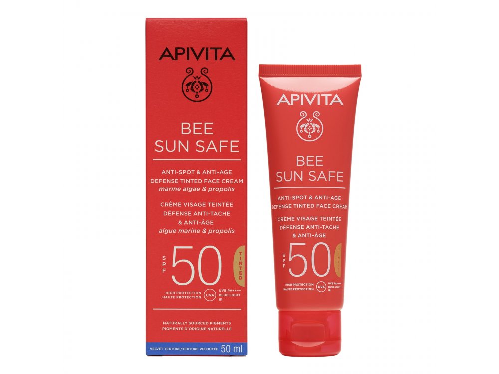 Apivita Bee Sun Safe Κρεμα Προσώπου Κατά των Πανάδων & των Ρυτίδων με Χρώμα SPF50, 50ml