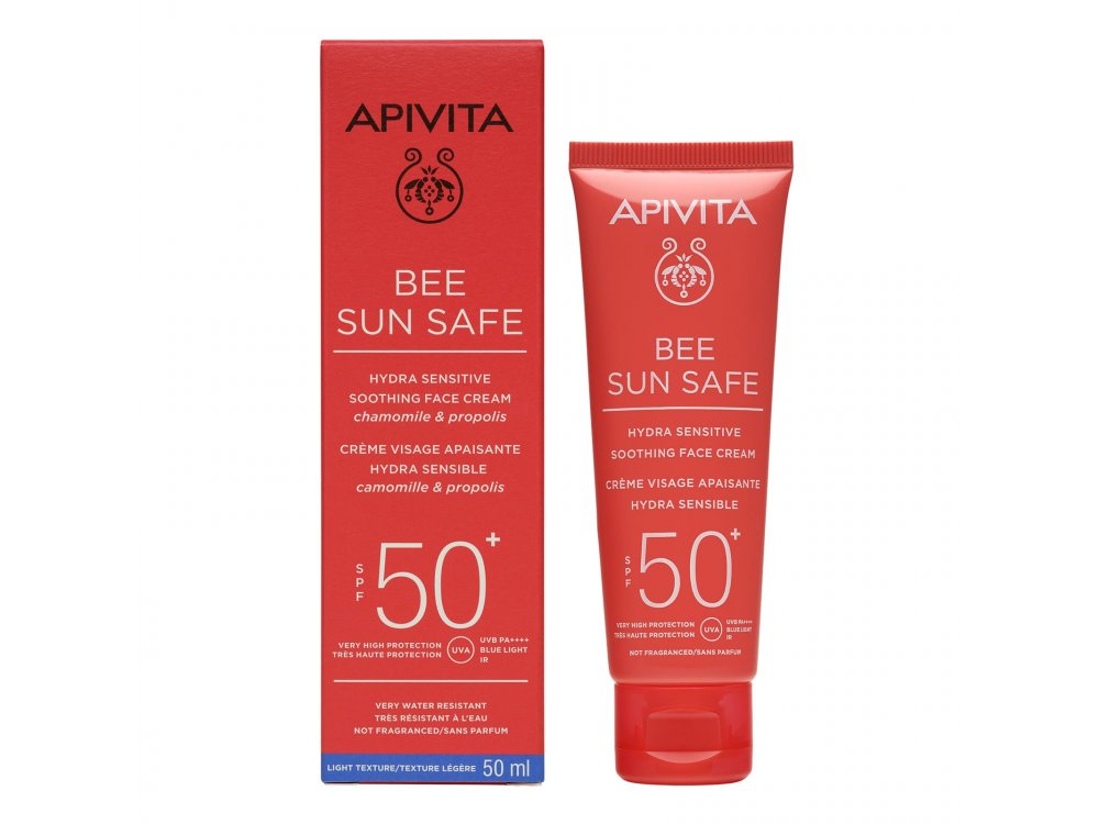 Apivita Bee Sun Safe Καταπραϋντική Κρέμα Προσώπου για Ευαίσθητες Επιδερμίδες SPF50+, 50ml