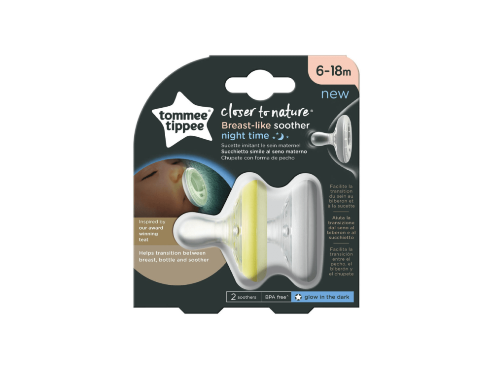 Tommee Tippee Closer To Nature Night Time Πιπίλες Σιλικόνης που Φωσφορίζουν 6-18m+, 2τμχ