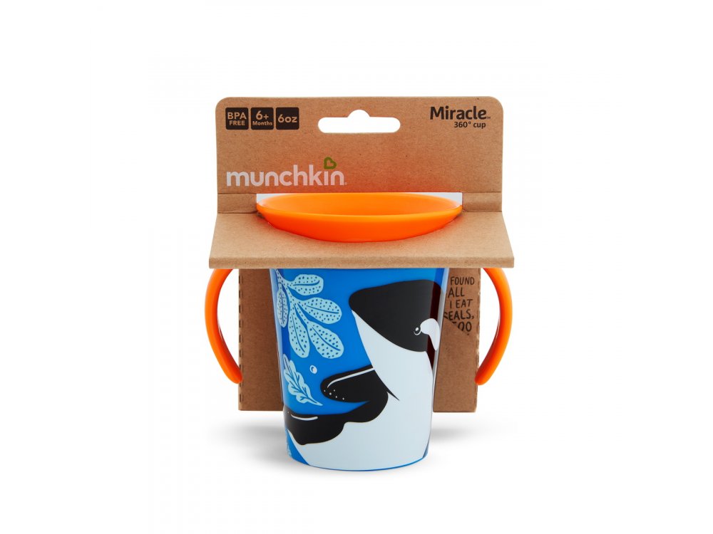 Munchkin Miracle 360° Sippy Cup 6m+ Fox, Εκπαιδευτικό Κύπελλο-Ποτήρι με καπάκι, 177ml