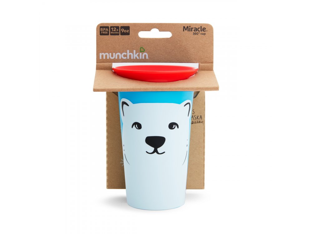 Munchkin Miracle 360° Sippy Cup 12m+ Polar Bear, Εκπαιδευτικό Κύπελλο-Ποτήρι με καπάκι, 266ml