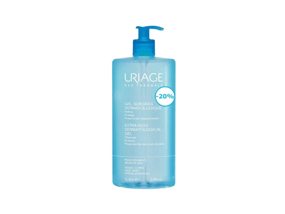 Uriage Promo Eau Thermale Extra-Rich Dermatological Gel Τζελ Καθαρισμού για Ευαίσθητο Δέρμα -20%, 1000ml