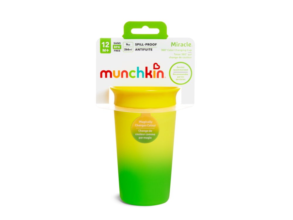 Munchkin Miracle 360° Color Changing Sippy Cup, Κύπελλο με Ένδειξη Θερμότητας, 12m+, Χρώμα Κίτρινο, 296ml