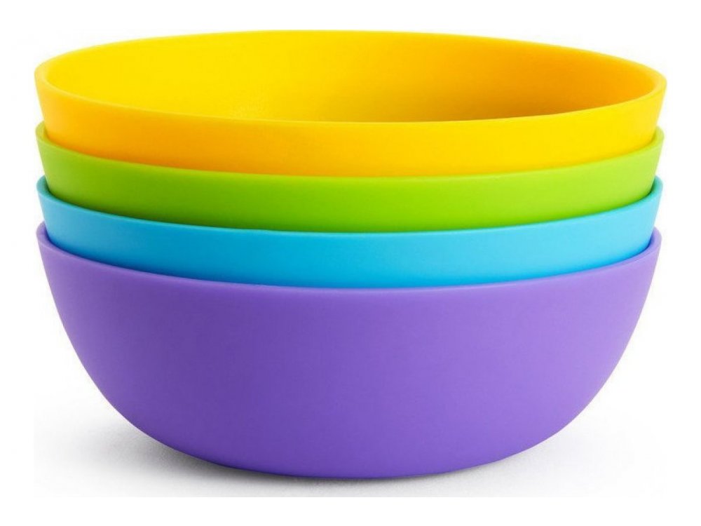 Munchkin 4 Plastic Modern Bowls 6m+, Πολύχρωμα Μπολ, 4τμχ