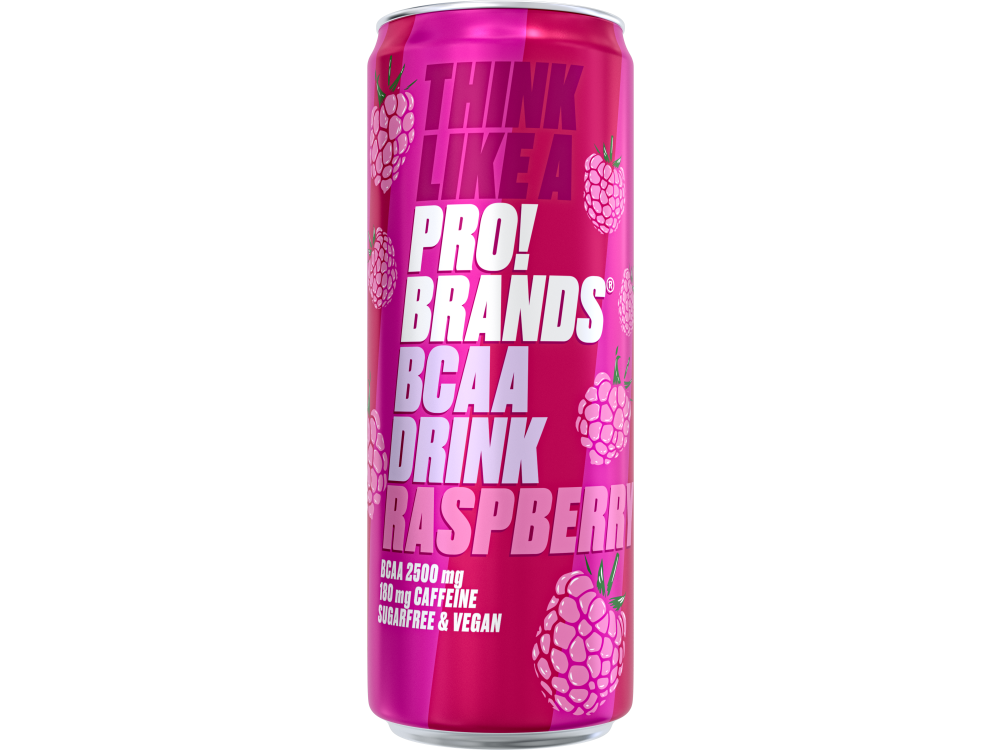 Pro!Brands BCAA Drink Raspberry, Ενεργειακό Ποτό με γεύση Βατόμουρο, 330ml