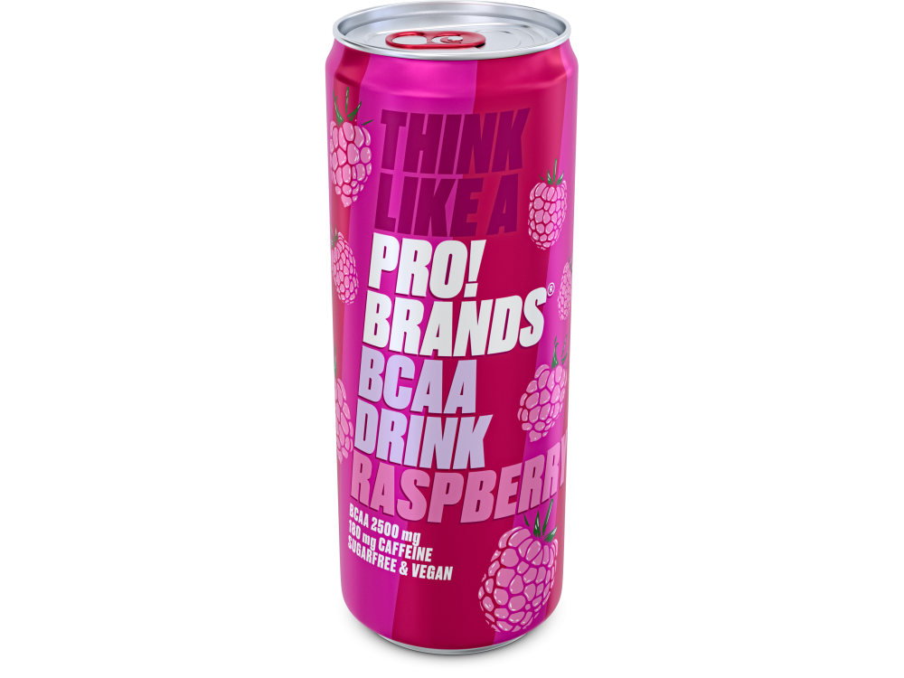 Pro!Brands BCAA Drink Raspberry, Ενεργειακό Ποτό με γεύση Βατόμουρο, 330ml