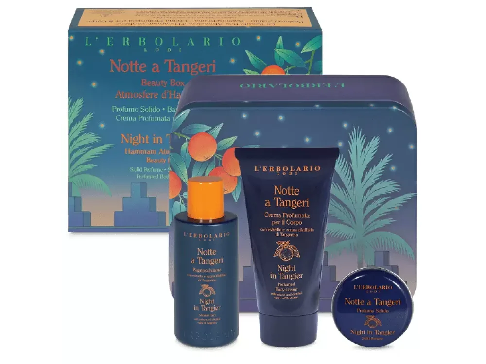 L'erbolario Notte A Tangeri Beauty Box Hammam Atmospheres Σετ για Αρωματική Ατμόσφαιρα σαν Χαμάμ με Άρωμα σε solid μορφή, 15ml & Αφρόλουτρο, 50ml & Αρωματική Κρέμα Σώματος, 50ml