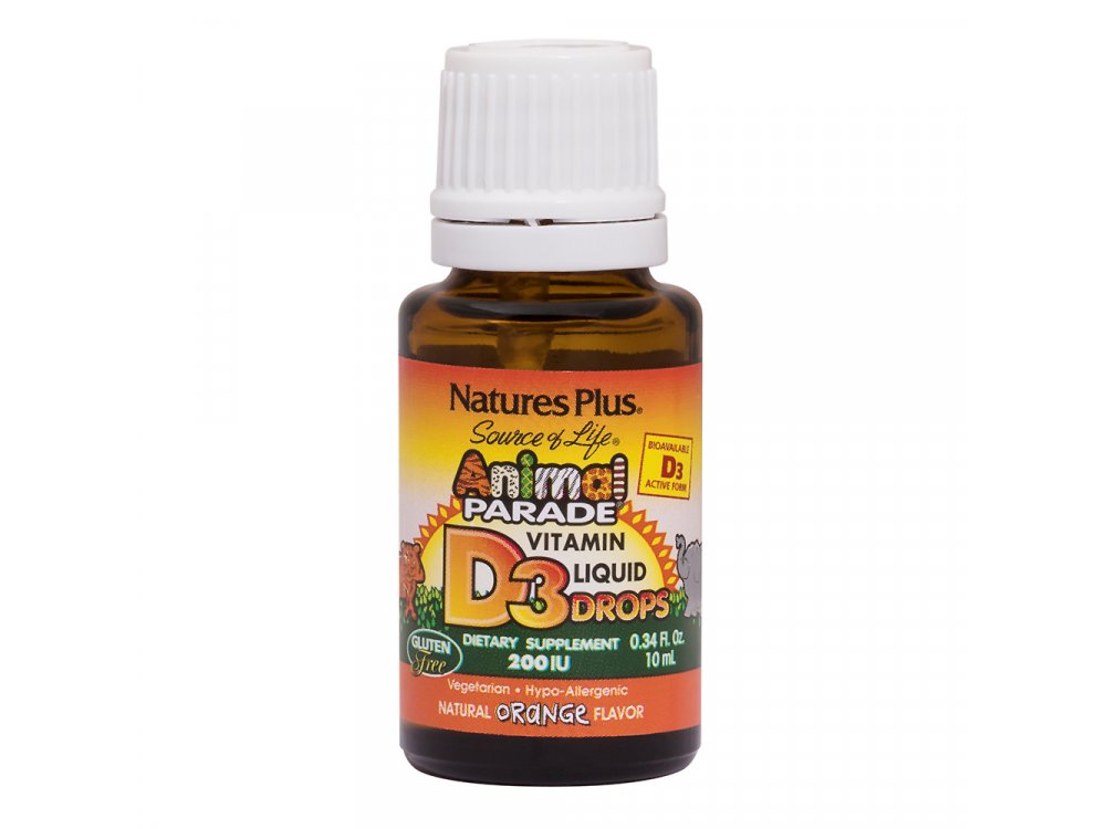 Nature's Plus  Animal Parade Vitamin D3 Drops Πόσιμες Σταγόνες με Γεύση Πορτοκάλι 10ml