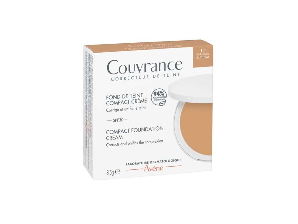 Avene Couvrance Compact Foundation Cream 1.1 (Natural) Make Up σε Μορφή Στερεής Κρέμας SPF30, 8.5gr