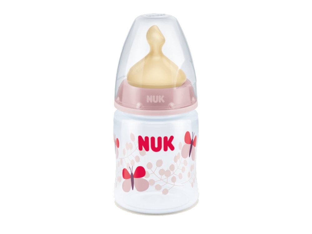 Nuk First Choice+, Πλαστικό Μπιμπερό με Θηλή Καουτσούκ, Μεσαίας Οπής, από 0-6m, 150ml