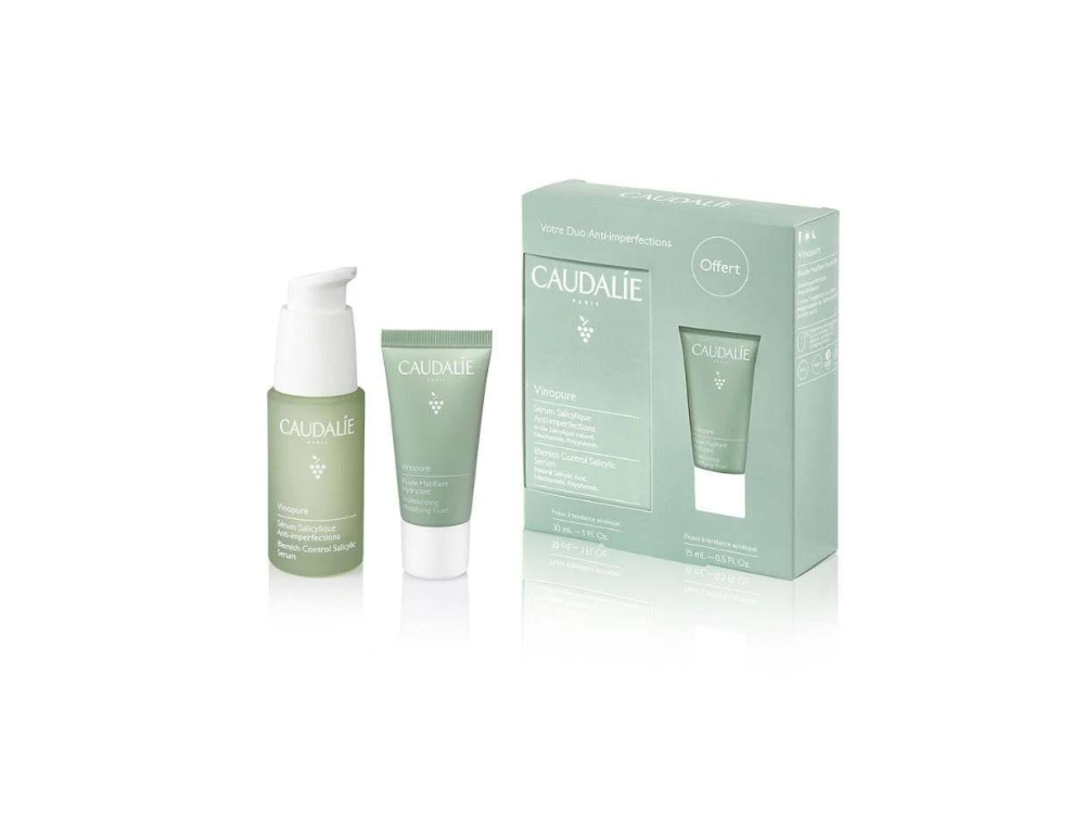 Caudalie Promo Set Vinopure Blemish Control Salicylic Serum Eνυδατικός Ορός Προσώπου, 30ml & Vinopure Moisturizing Mattifying Fluid Ενυδατική Κρέμα Προσώπου, 15ml