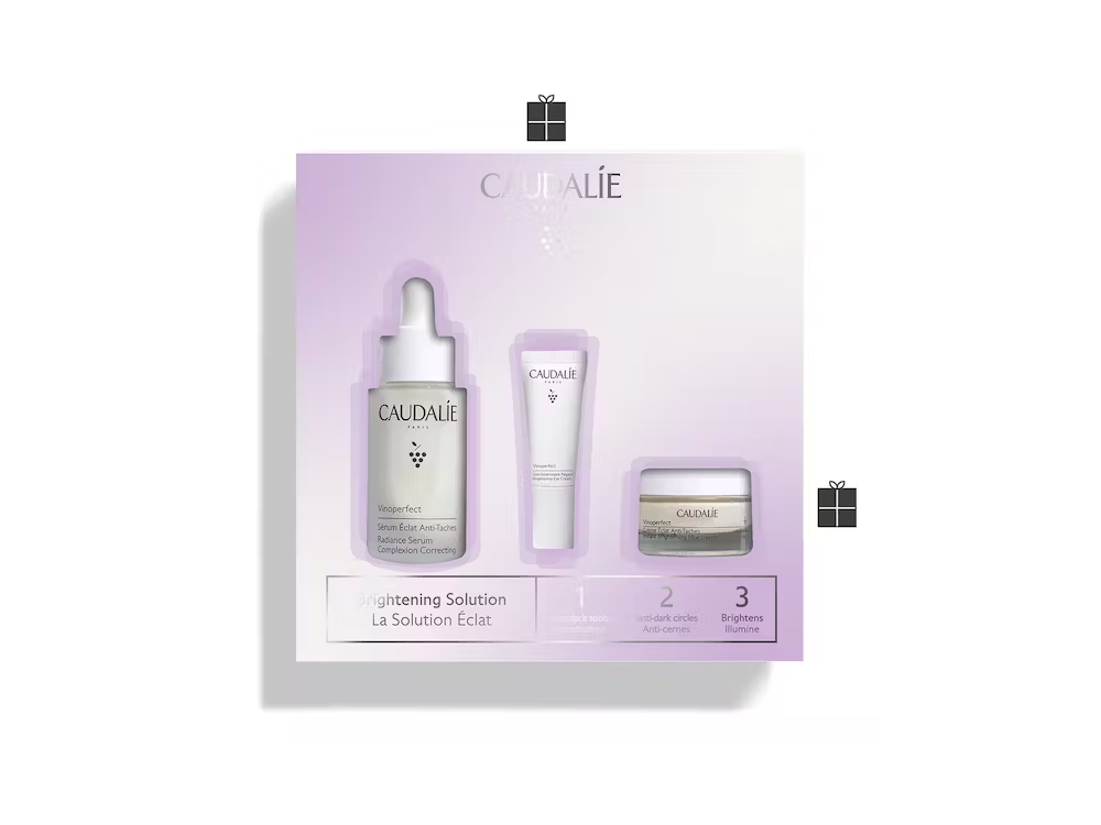 Caudalie Vinoperfect Glow Solution Gift Set με Complexion Correcting Radiance Serum Ορός Προσώπου, 30ml & Δώρο Brightening Eye Cream Κρέμα Ματιών, 5ml & Instant Brightening Moisturiser Κρέμα Ημέρας, 15ml, 1σετ