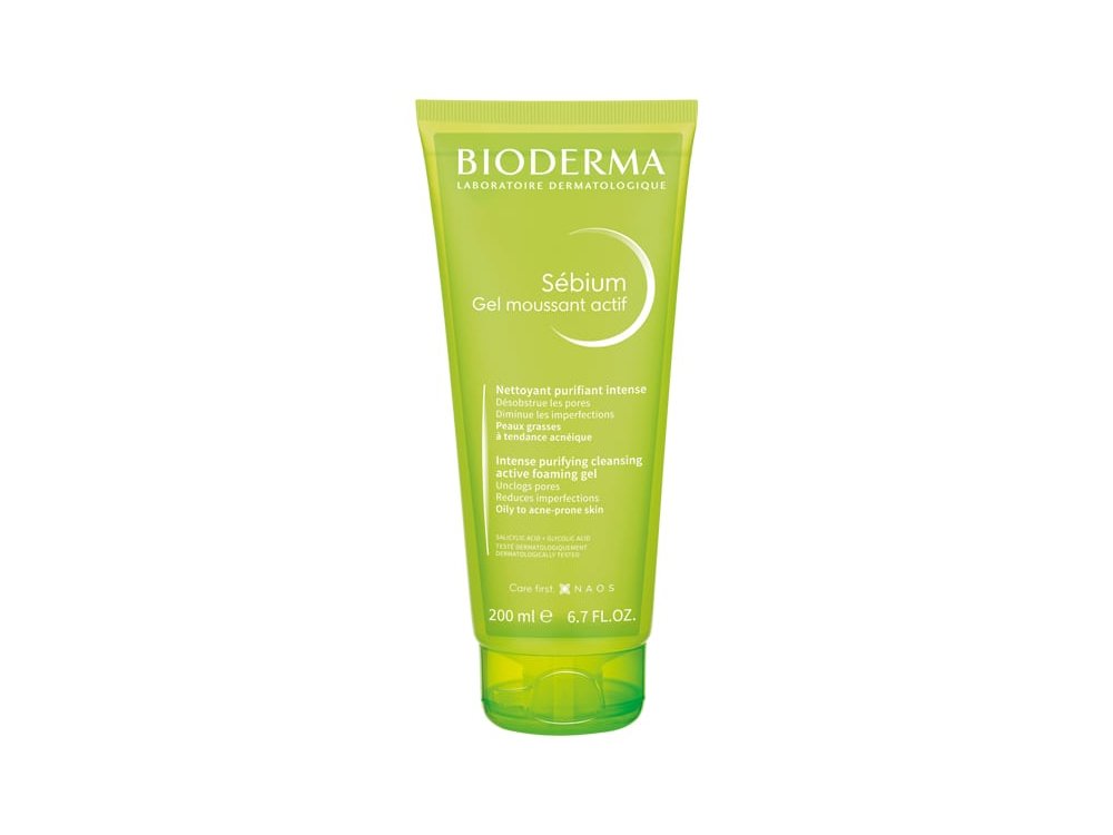 Bioderma Sebium Gel Moussant Actif Intense Purifying Cleansing Active Foaming Gel Αφρίζον Τζελ Καθαρισμού Ιδανικό για Μεικτές & Λιπαρές Επιδερμίδες με Τάση Ακμής, 200ml