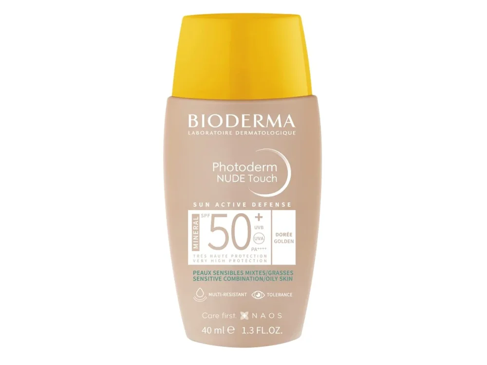 Bioderma Photoderm Nude Touch SPF 50+ Golden Αντηλιακό Προσώπου & Λαιμού για Ματ Αποτέλεσμα με Φυσική Κάλυψη, 40ml