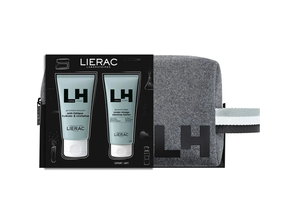 Lierac Promo Xmas Set Homme Energizing Moisturizing Gel Ενυδατικό Τζελ Προσώπου & Ματιών 50ml & All-Over Shower Gel Αφρόλουτρο 3 σε 1, 50ml & Δώρο Pouch 1τμχ