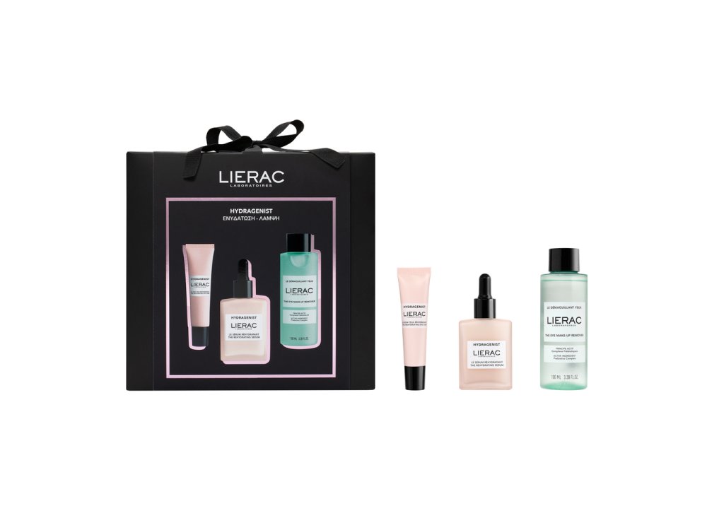 Lierac Εορταστικό Xmas Promo Set Hydragenist Serum Ορός Ενυδάτωσης Προσώπου, 30ml, Hydragenist The Rehydrating Eye Care Ενυδατική Κρέμα Ματιών, 15ml & The Eye Make-up Remover Ντεμακιγιάζ Ματιών, 100ml