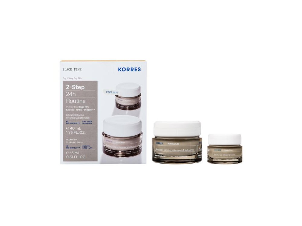 Korres Promo 24h Routine Black Pine Μαύρη Πεύκη 4D Κρέμα Ημέρας Σύσφιξης για Ξηρές & Πολύ Ξηρές Επιδερμίδες, 40ml & Δώρο Black Pine 4D Κρέμα Νυκτός για Σύσφιξη, 15ml