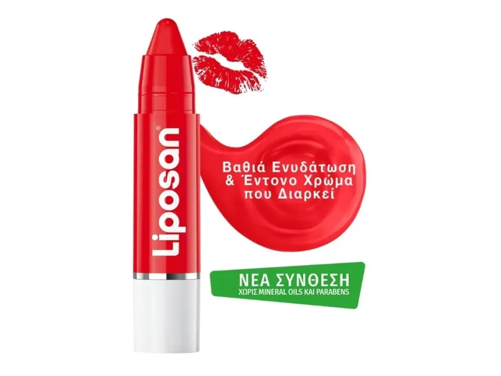 Liposan Crayon Lipstick Poppy Red, Περιποιητικό Balm Χειλιών Κόκκινο με Άρωμα Μούρων, 3gr