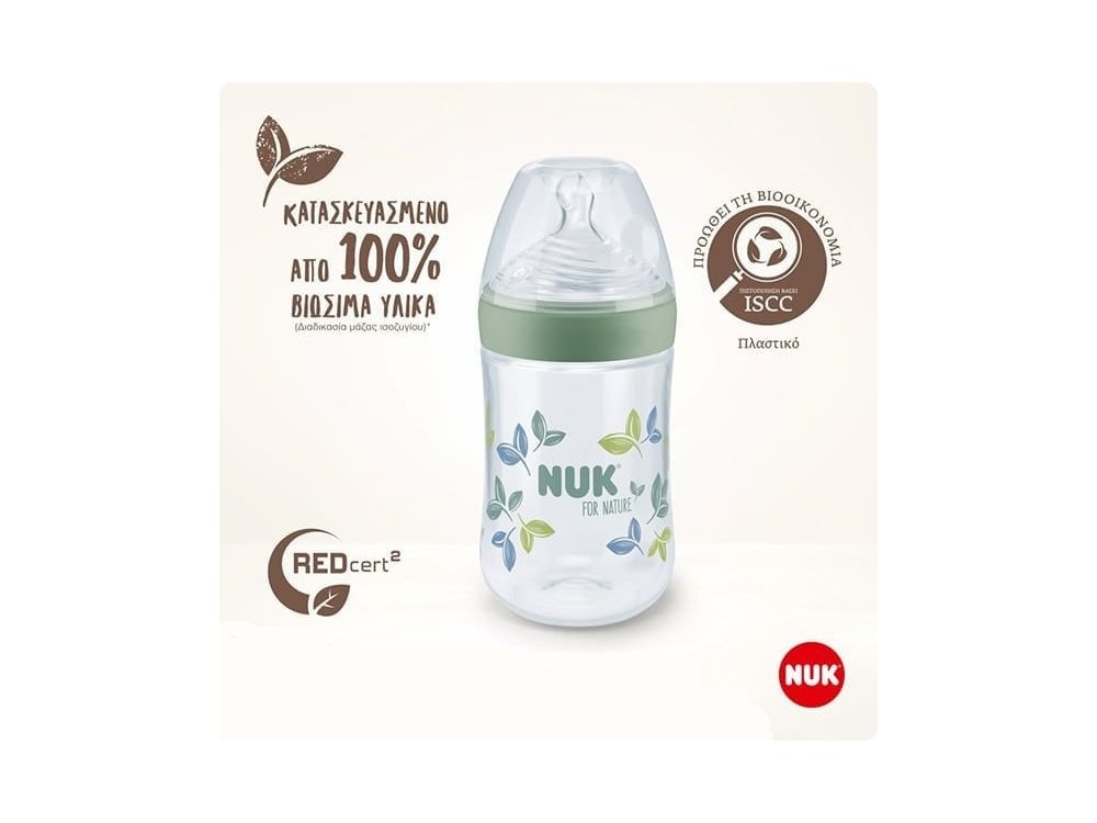 Nuk for Nature Μπιμπερό PP με Δείκτη Ελέγχου Θερμοκρασίας & Θηλή Σιλικόνης Medium (6-18m), 260ml