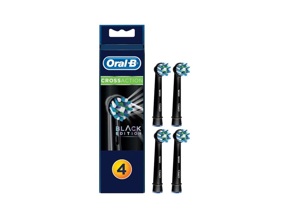 Oral-B CrossAction Black Ανταλλακτικές Κεφαλές Ηλεκτρικής Οδοντόβουρτσας, 4τμχ