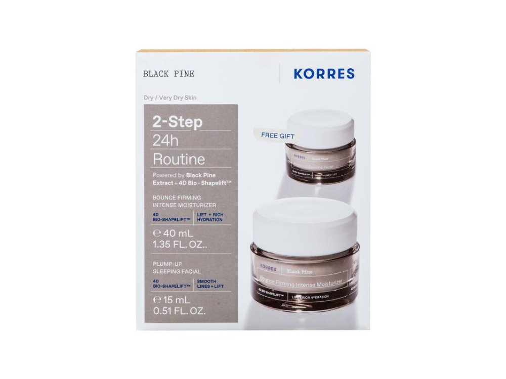 Korres Promo 24h Routine Black Pine Μαύρη Πεύκη 4D Κρέμα Ημέρας Σύσφιξης για Ξηρές & Πολύ Ξηρές Επιδερμίδες, 40ml & Δώρο Black Pine 4D Κρέμα Νυκτός για Σύσφιξη, 15ml