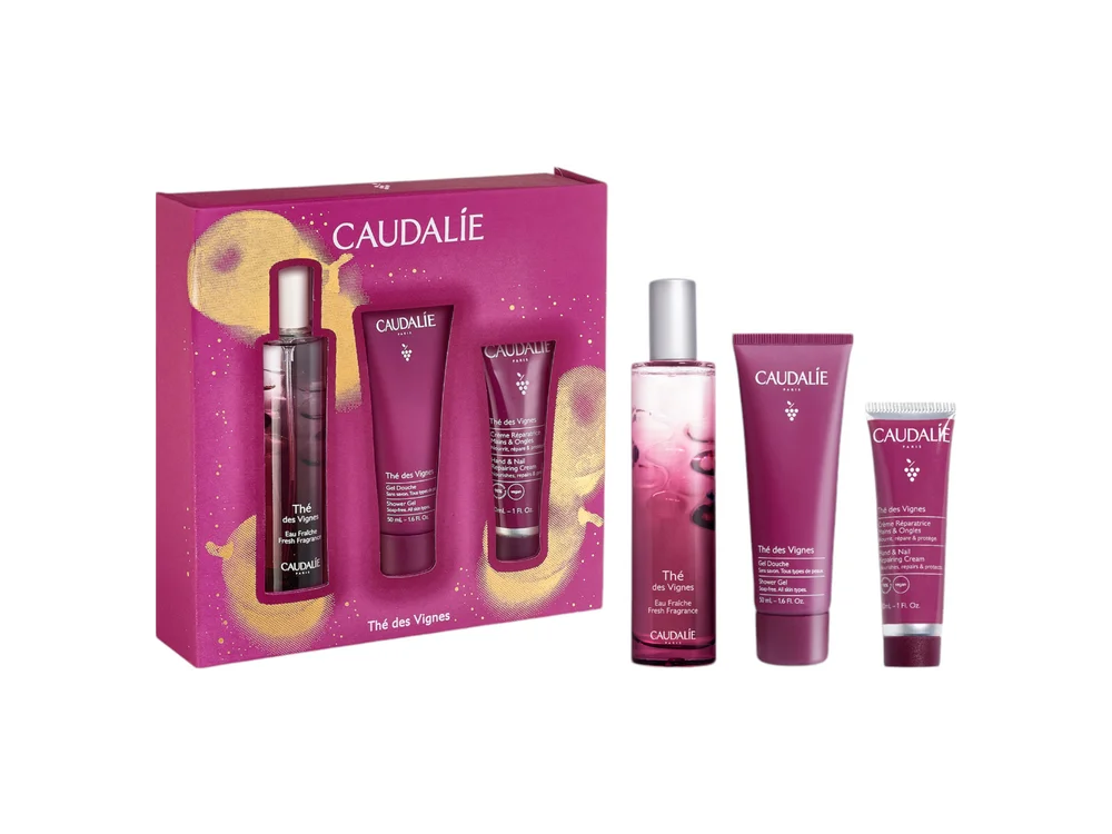 Caudalie The Des Vignes Xmas Promo Fresh Fragrance Γυναικείο Άρωμα, 50ml, Δώρο Shower Gel Αφρόλουτρο Σώματος, 50ml & Hand & Nail Repairing Cream Ενυδατική Κρέμα Χεριών & Νυχιών, 30ml, 1σετ