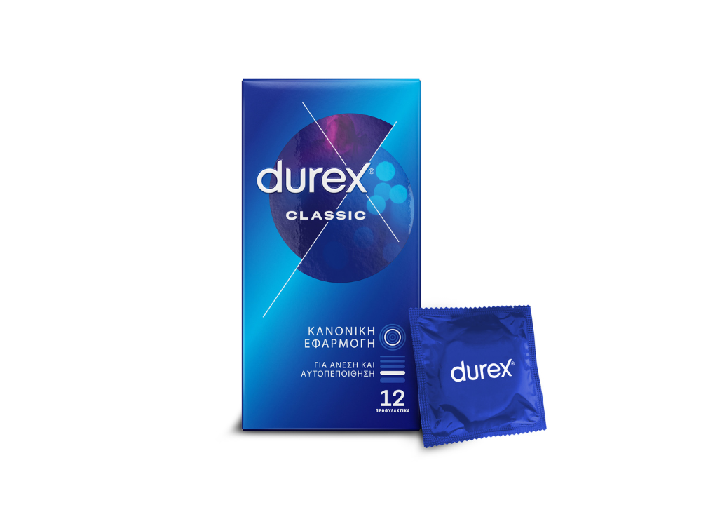 Durex Classic, Προφυλακτικά Ευκολοφόρετα με Ήπια Λίπανση, 12τμχ