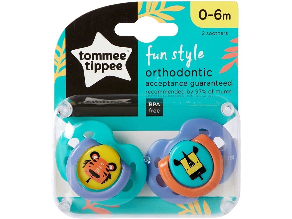 Tommee Tippee Πιπίλες Σιλικόνης Fun για Μωράκια από 0-6 Μηνών, 2τμχ