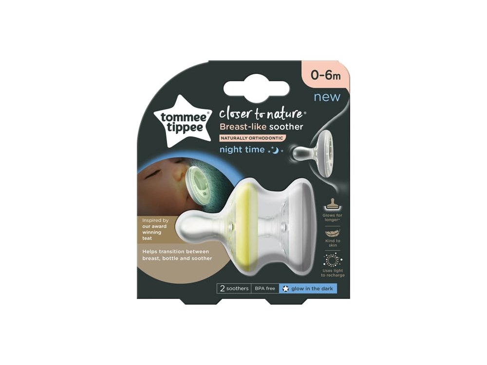 Tommee Tippee Closer To Nature Night Time Πιπίλες Σιλικόνης που Φωσφορίζουν 0-6m+, 2τμχ