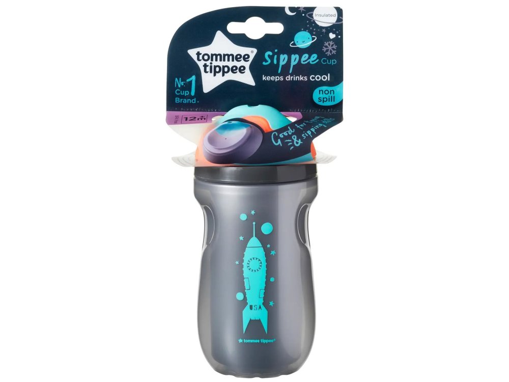 Tommee Tippee Sippee Cup Εκπαιδευτικό Ισοθερμικό Παγούρι, 12m, Γκρι, 260ml