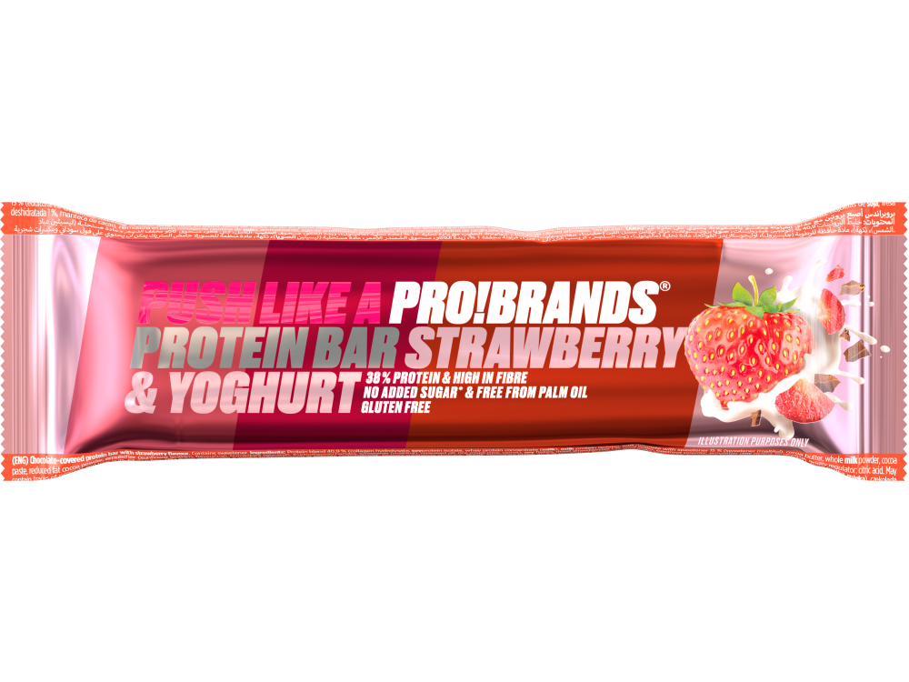 Pro!Brands Protein Bar Strawberry & Yoghurt, Ενεργειακή Μπάρα με Γεύση Φράουλα & Γιαούρτι 45gr