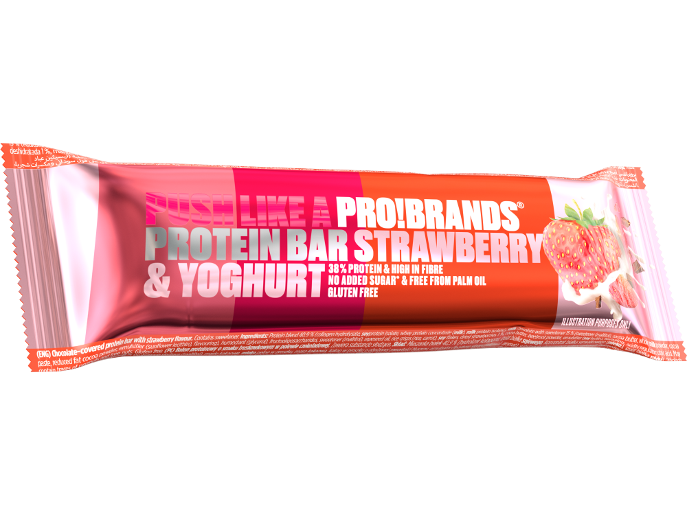 Pro!Brands Protein Bar Strawberry & Yoghurt, Ενεργειακή Μπάρα με Γεύση Φράουλα & Γιαούρτι 45gr