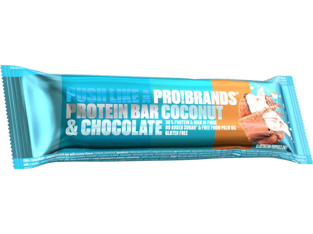 Pro!Brands Protein Bar Coconut & Chocolate, Ενεργειακή Μπάρα με Γεύση Καρύδα & Σοκολάτα, 45gr