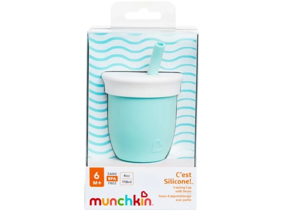 Munchkin C'est Silicone Training Cup with Straw, Εκπαιδευτικό Ποτήρι, Χρώμα Μέντα, 6m+, 118ml