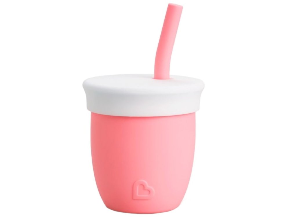 Munchkin C'est Silicone Training Cup with Straw, Εκπαιδευτικό Ποτήρι, Χρώμα Ανοιχτό Ρόζ, 6m+, 118ml