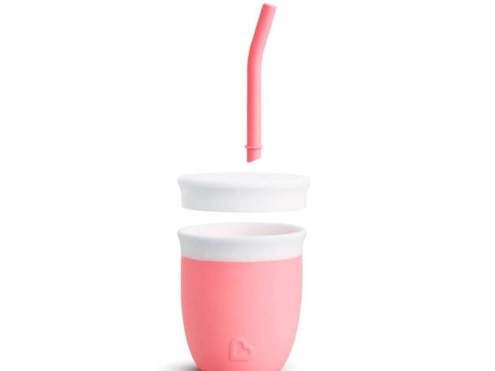 Munchkin C'est Silicone Training Cup with Straw, Εκπαιδευτικό Ποτήρι, Χρώμα Ανοιχτό Ρόζ, 6m+, 118ml