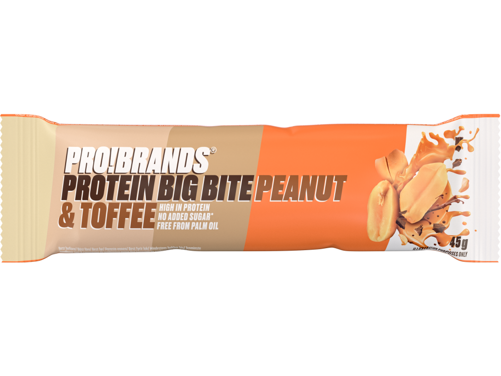 Pro!Brands Big Bite Protein Bar Peanut & Toffee, Μπάρα Πρωτεΐνης με Γεύση Φυστικοβούτυρου & Καραμέλας 45gr