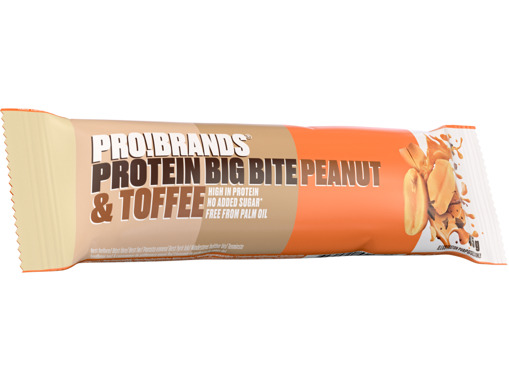 Pro!Brands Big Bite Protein Bar Peanut & Toffee, Μπάρα Πρωτεΐνης με Γεύση Φυστικοβούτυρου & Καραμέλας 45gr