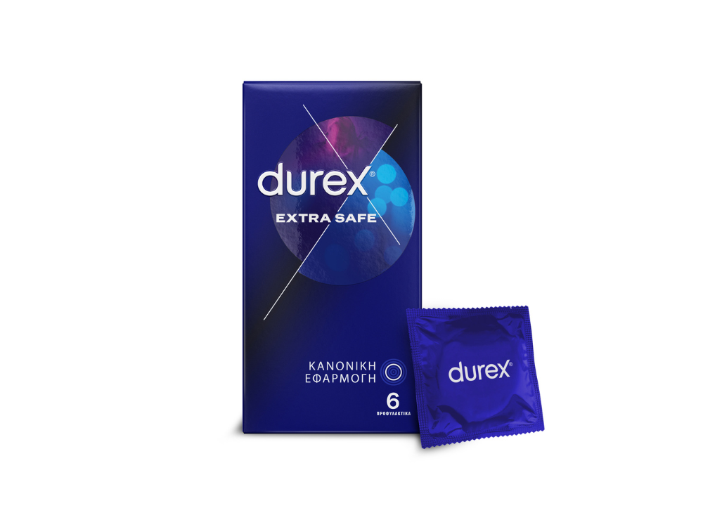 Durex Extra Safe, Προφυλακτικά με Ελαφρώς Παχύτερα Τοιχώματα για Απόλυτη Ασφάλεια, 6τμχ