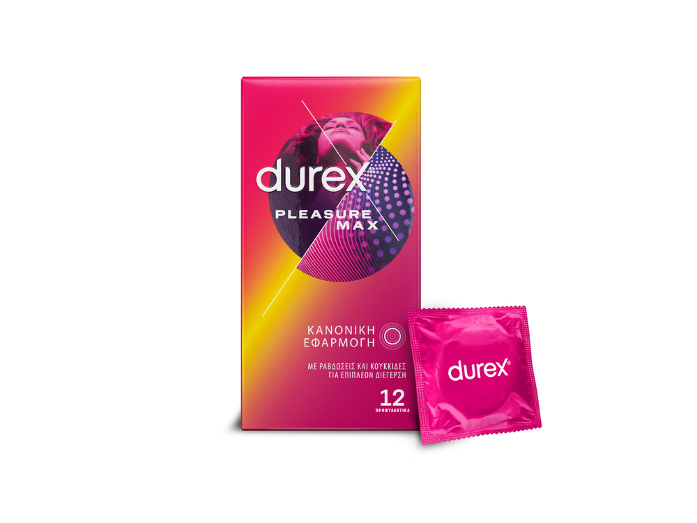 Durex Pleasuremax, Προφυλακτικά Με Κουκίδες & Ραβδώσεις, 12τμχ